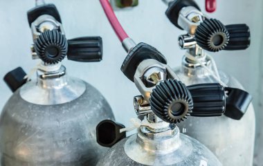 Dalış çekim görünümü için gümüş metal oksijen silindir