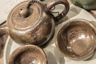 Çin çay ekipmanları üst tüm set görünümü