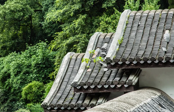 Chinese old traditional building wall and roof top view