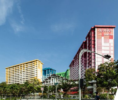 Singapur-22 Temmuz 2017:renkli Singapur Hdb konut binası,Rochor merkez binası
