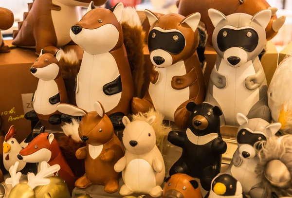 Taiwan,Taipei-05 SEP 2017: the leather animal toy display on shelf sale — Stock Photo, Image