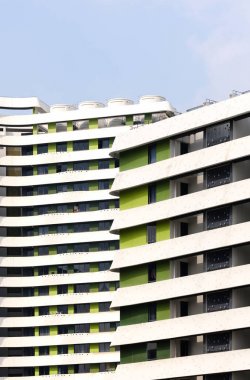 Singapur-23 Mar 2019:Singapur Punggol alan Su teras konut bina cephe