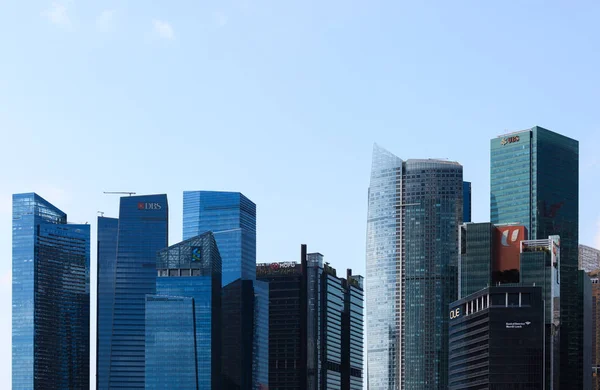 Singapore-16 FEB 2018:Singapore central financial district blue facade building skyline. Royalty Free Stock Photos