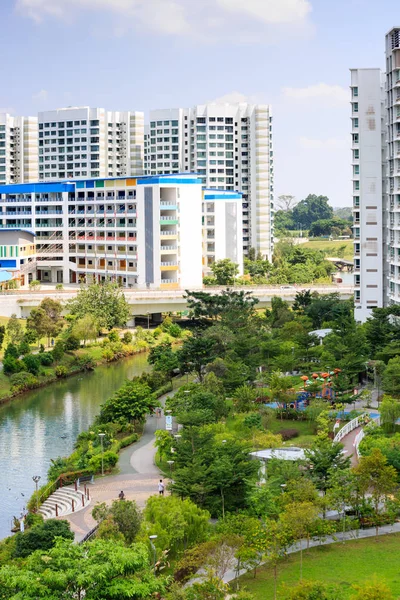 Singapore-27 JUL 2019:Singapore Punggol water way park aerial day view — Stock Photo, Image