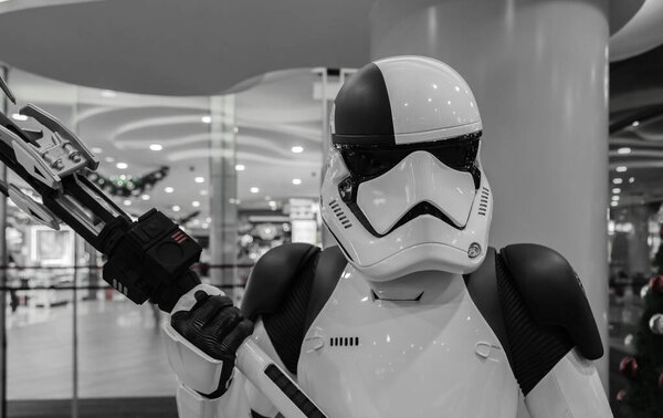 Singapore-09 NOV 2017: Stormtrooper soldier figure display in shopping mall open space