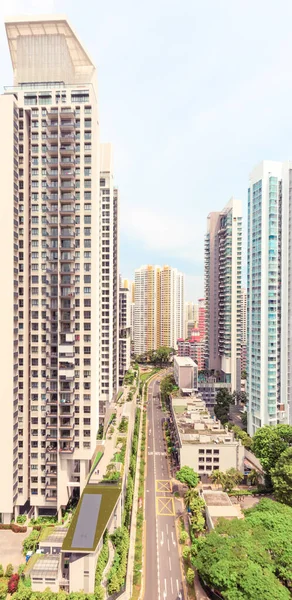 Road pass through residential area Aerial view — Stock Photo, Image