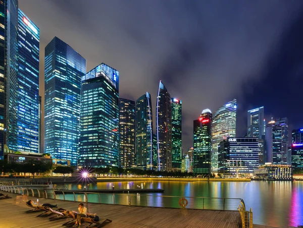 Singapore-30 APR 2018: Singapore Central Business District, visto da tutta Marina Bay — Foto Stock