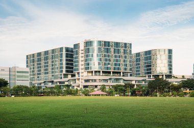 Singapur-31 Mayıs 2018: Singapur Olexy Bizhub sanayi bürosu ön cephe manzarası