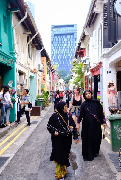 Singapour-10 MAR 2018 : Singapour célèbre rue de marche vintage vue sur la ruelle haji — Photo
