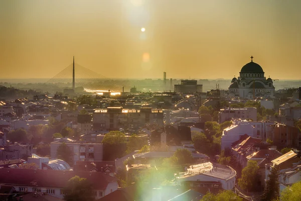 Belgrad, Sırbistan - 10 Nisan 2017: Belgrad'da Ada köprüsü