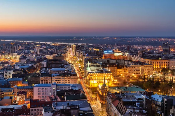 Belgrad Serbien März 2019 Luftaufnahme Des Terazije Platzes Und Des — Stockfoto