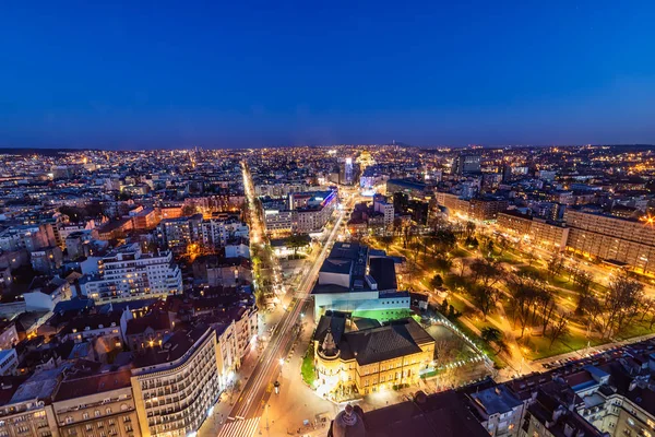 Belgrad Serbien März 2019 Panorama Von Belgrad Bei Nacht Das — Stockfoto