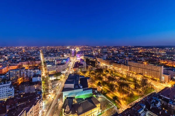 Белград Сербия Марта 2019 Года Панорама Белграда Ночью Фото Площадь — стоковое фото