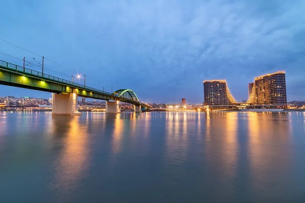 Belgrade Serbia February 2019 Belgrade Waterfront Old Bridge Sava River — Stock Photo, Image