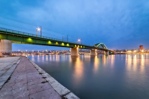 Belgrade Serbia February 2019 Old Railway Bridge Sava River Dusk — Stock Photo, Image