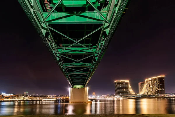 Belgrade Serbie Février 2019 Panorama Nocturne Belgrade Sava Vieux Pont — Photo