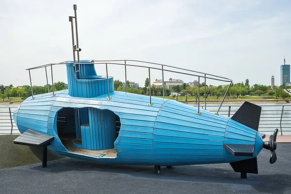 Belgrado Sérvia Abril 2019 Submarino Feito Madeira Feita Para Crianças — Fotografia de Stock