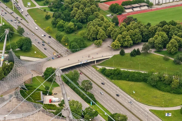 Munich Germany June 2018 Aerial View German Highway Road Bridge — Stock Photo, Image