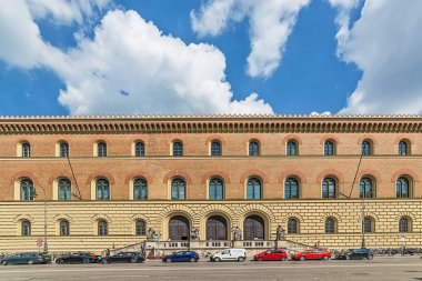 Münih, Almanya 09 Haziran 2018: Bavyera Devlet Kütüphanesi (Almanca: Bayerische Staatsbibliothek, kısaltma Bsb, 1919'dan önce Bibliotheca Regia Monacensis olarak adlandırılır) Münih.