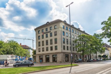 Münih, Almanya 09 Haziran 2018: Pinsent masonların inşası. Uluslararası hukuk firması Pinsent Masons Münih ofis genişletmek.