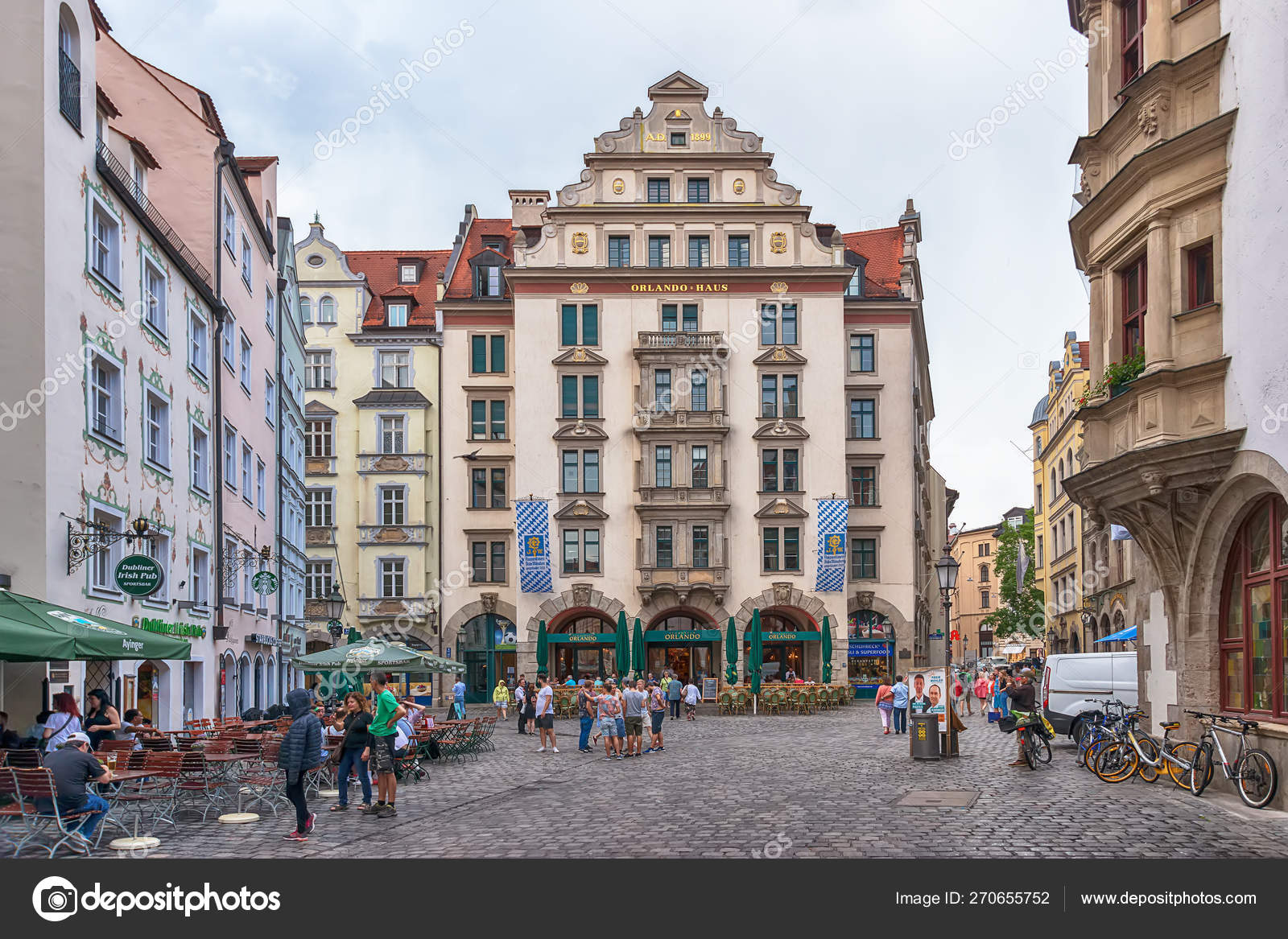 Munich Germany June 2018 Tourists Restaurant Front Orlando Haus