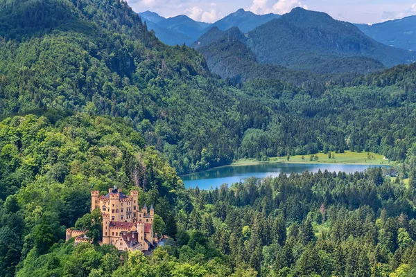 Fussen Alemanha Junho 2018 Lago Alpsee Castelo Hohenschwangau Vista Schloss — Fotografia de Stock