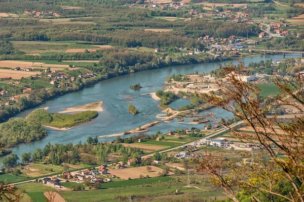 Blick Auf Den Fluss Drina Vom Berg Gucevo Bei Loznica — Stockfoto
