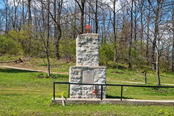 Krupanj Serbia Abril 2019 Estrella Roja Memorial Una Tumba Soldados —  Fotos de Stock