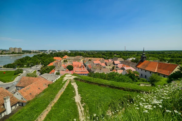 Novi Sad, Serbia June 13, 2019: Roofs of the Petrovaradin suburb of Novi Sad