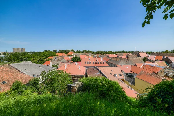 Novi Sad, Serbia June 13, 2019: Roofs of the Petrovaradin suburb of Novi Sad