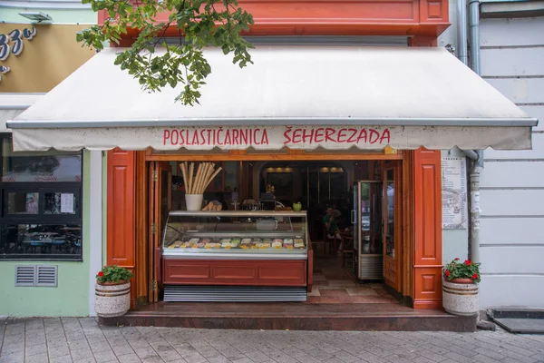 Novi Sad, Serbia July 16, 2019: Pastry shop in the center of Novi Sad.