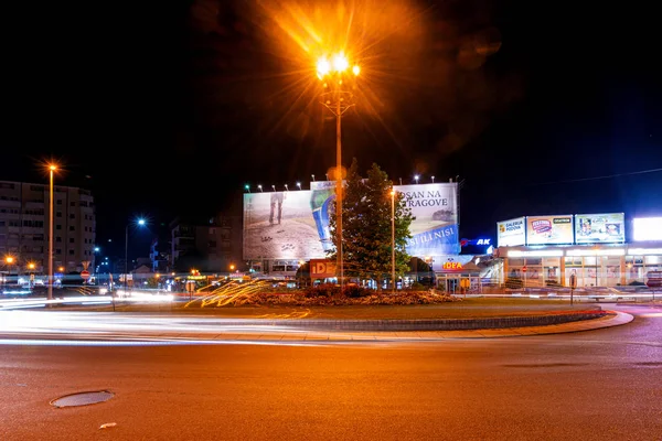 Loznica Sérvia Julho 2019 Roundabout Praça Vuk Karadzic Loznica Rua — Fotografia de Stock