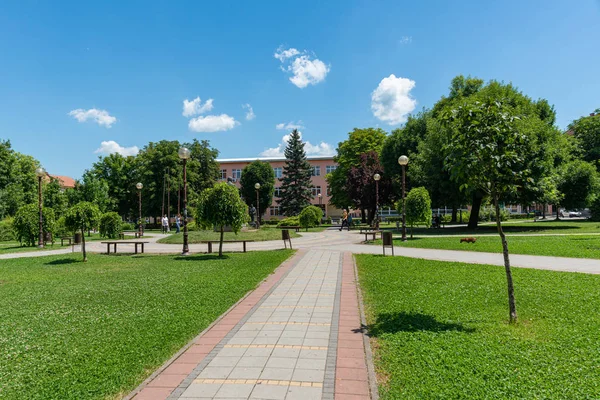 Loznica Serbien Juli 2019 School Park Kolski Park Serbiska Jovan — Stockfoto