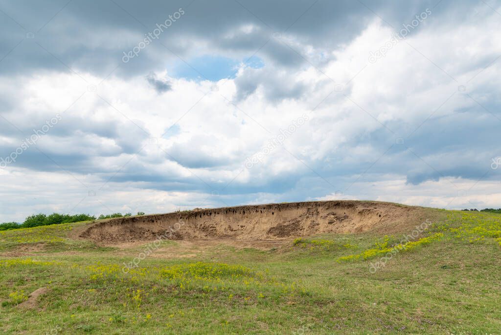 Sand dunes covered with grass on Deliblatska pescara in Serbia 