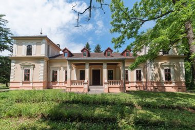 Strari Lec, Sırbistan - Haziran 04, 2020: Stari Lec 'teki Jagodic Castle. 1835 'te dikildi ve büyük öneme sahip kültürel bir anıttır..