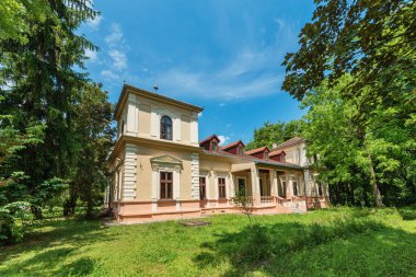 Stari Lec, Sırbistan - Haziran 04, 2020: Stari Lec 'teki Jagodic Castle. 1835 'te dikildi ve büyük öneme sahip kültürel bir anıttır..