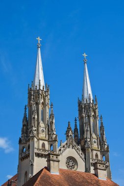 Vrsac, Sırbistan - Haziran 04, 2020: St. Gerhard 'a adanmış muhteşem bir Roma Katolik katedrali (Sırpça: Crkva Svetog Gerharda) 1863 yılında inşa edildi.. 