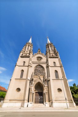 Vrsac, Sırbistan - Haziran 04, 2020: St. Gerhard 'a adanmış muhteşem bir Roma Katolik katedrali (Sırpça: Crkva Svetog Gerharda) 1863 yılında inşa edildi.. 