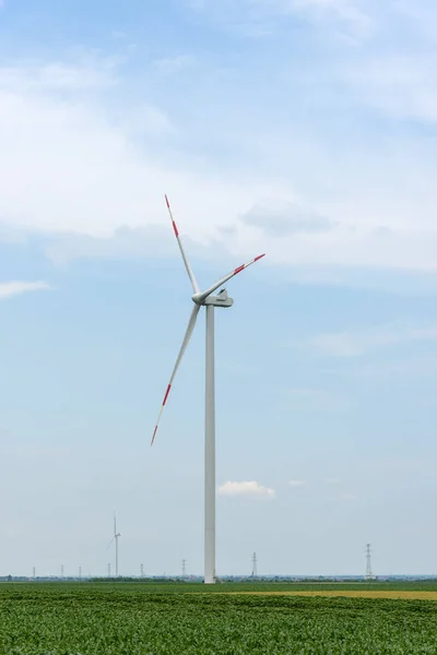 Windmills Electric Power Production High Angle Shot Wind Turbines Open — Stock Photo, Image