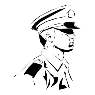 Asker - vektör çizim. Çizim, polis güvenlik