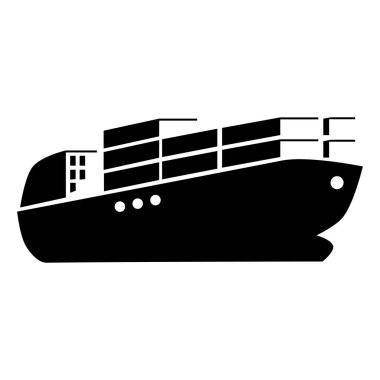 Beyaz arka plan üzerinde izole kargo gemisi simge vektör
