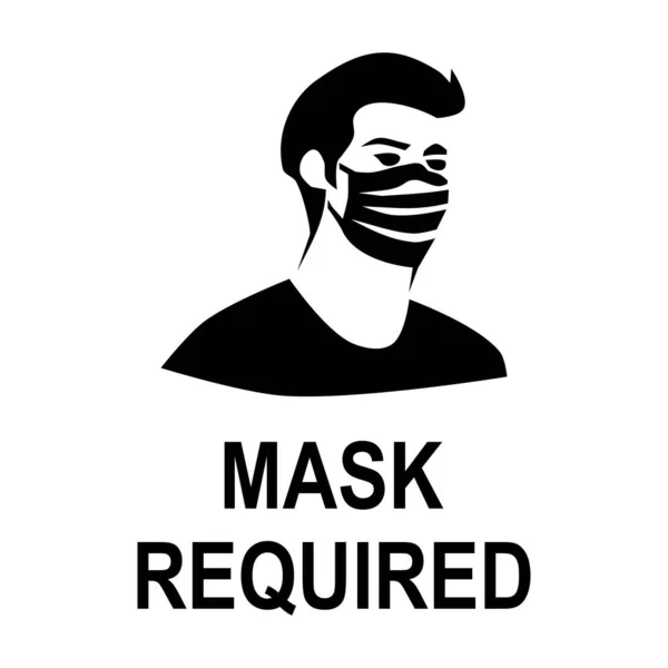 Maske Erforderlich Warnschild Prävention Vektorillustration — Stockvektor