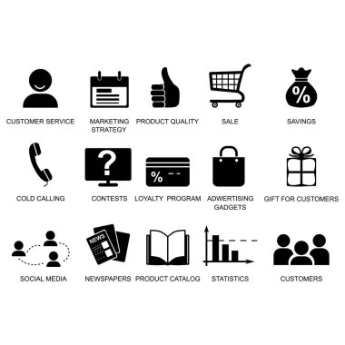 Pazarlama simgeleri, seo, analitik, reklamlar, iş dünyası, iletişim