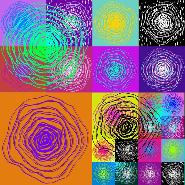 Abstract linear waved circles, graphic seamless pattern, background.