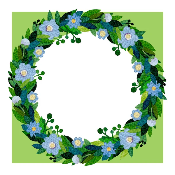 Watercolor floral wreath. Floral frame design. Watercolor wreath isolated on background. Cute flower arrangement drawing in cartoon style. Can be used and printed as card, postcard, placard.