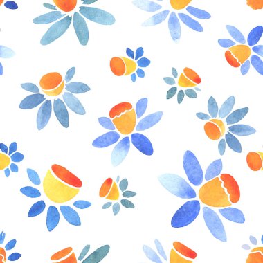 Bahar dikişsiz desen - narcissus çiçek. suluboya illüstrasyon