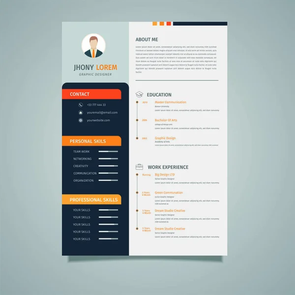 クリエイティブ履歴書テンプレート エレガントにあなたのプロフィールを表示 — ストックベクタ