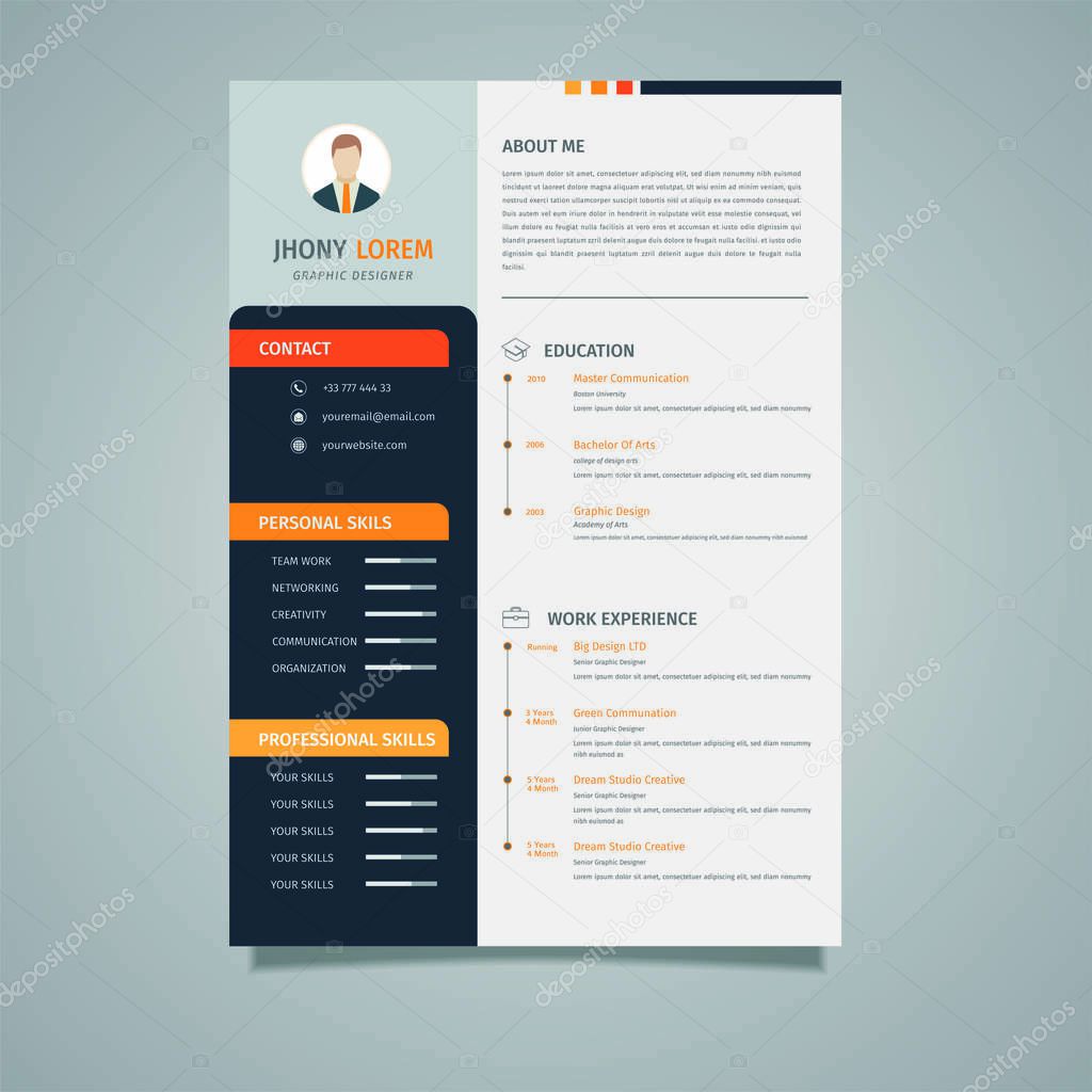 Creative resume template / CV, displaying your profile elegantly