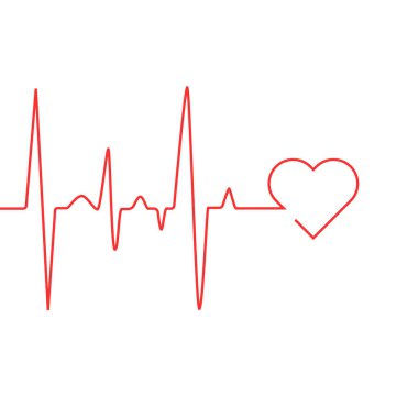 Heart rate cardiogram uses a white background and a red line clipart