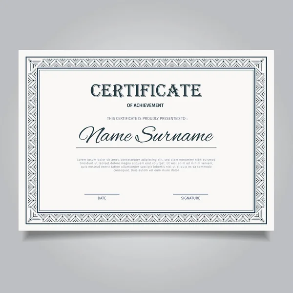 Сертификат Винтажной Декоративной Рамкой — стоковый вектор